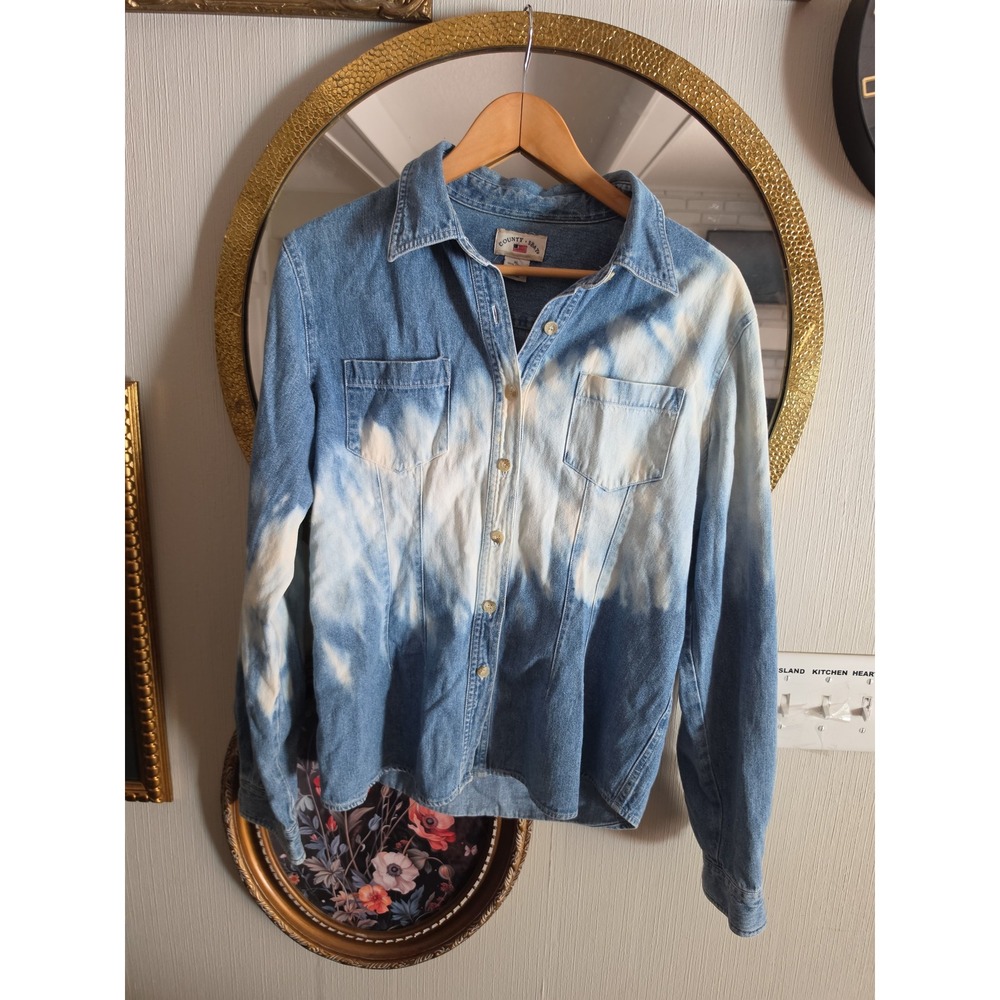 Vintage Y2K Country Seat custom bleached womens jean shirt size xl